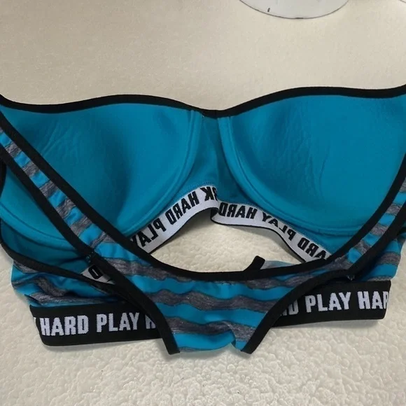 Body Form 34C Work Hard Play
Hard Activewear Sports striped race back Bra - Picture 7 of 9